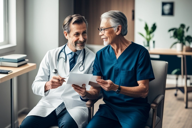 A doctor and a patient discussing medication-assisted treatment for opioid addiction